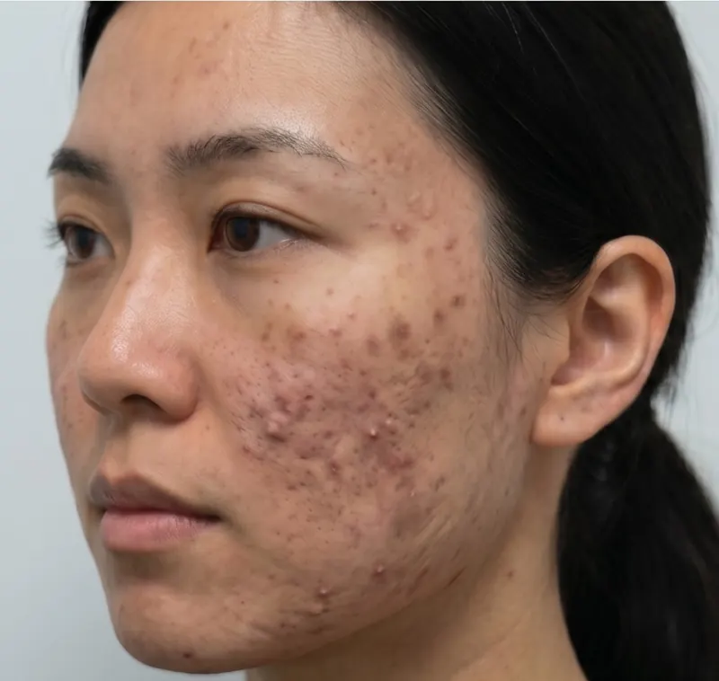 Before — TWIST microneedling — cheek before and after 3 sessions